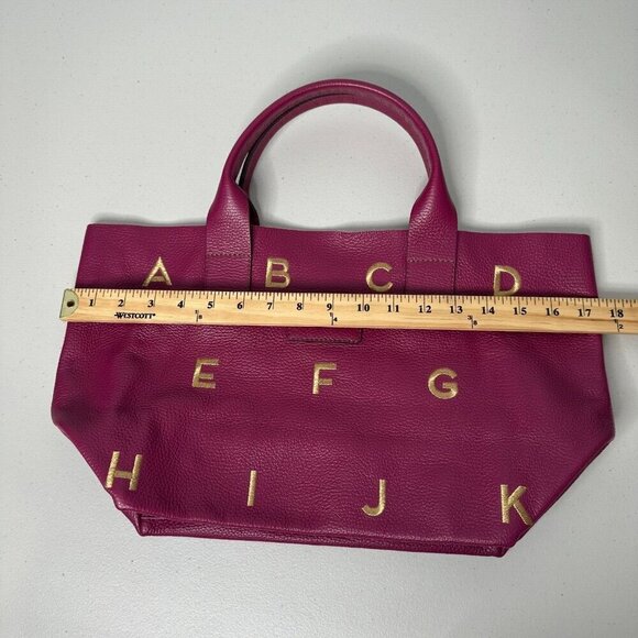 Nur Donatella Lucchi Pink Leather Tote Bag Embroidered Alphabet Letters - Picture 9 of 13
